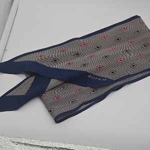 Echo Women's Scarf with Navy and Red Diamond Pattern